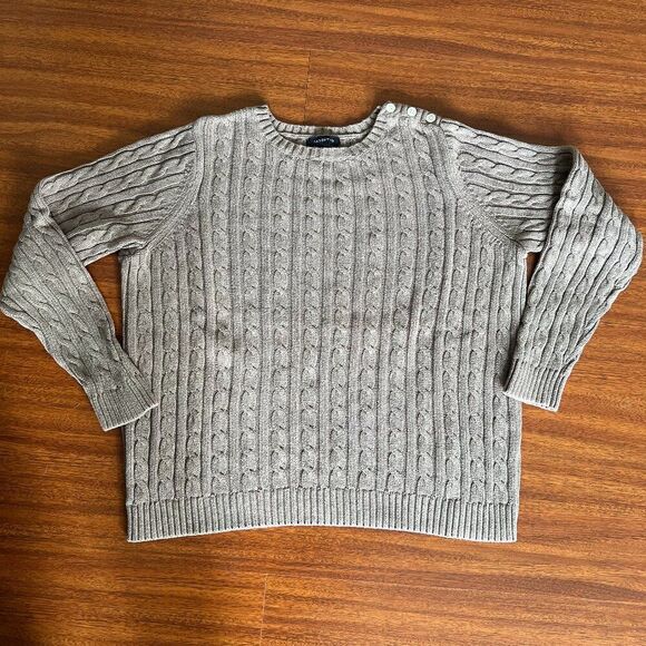 Land’s End Drifter 100% Cotton Cable Knit Crewneck - Neutral Color - Picture 1 of 6